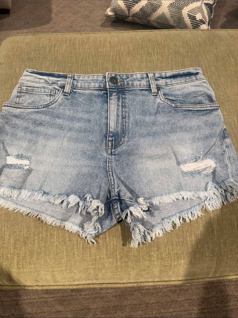 Kut from the Kloth Light Wash Frayed Denim Shorts